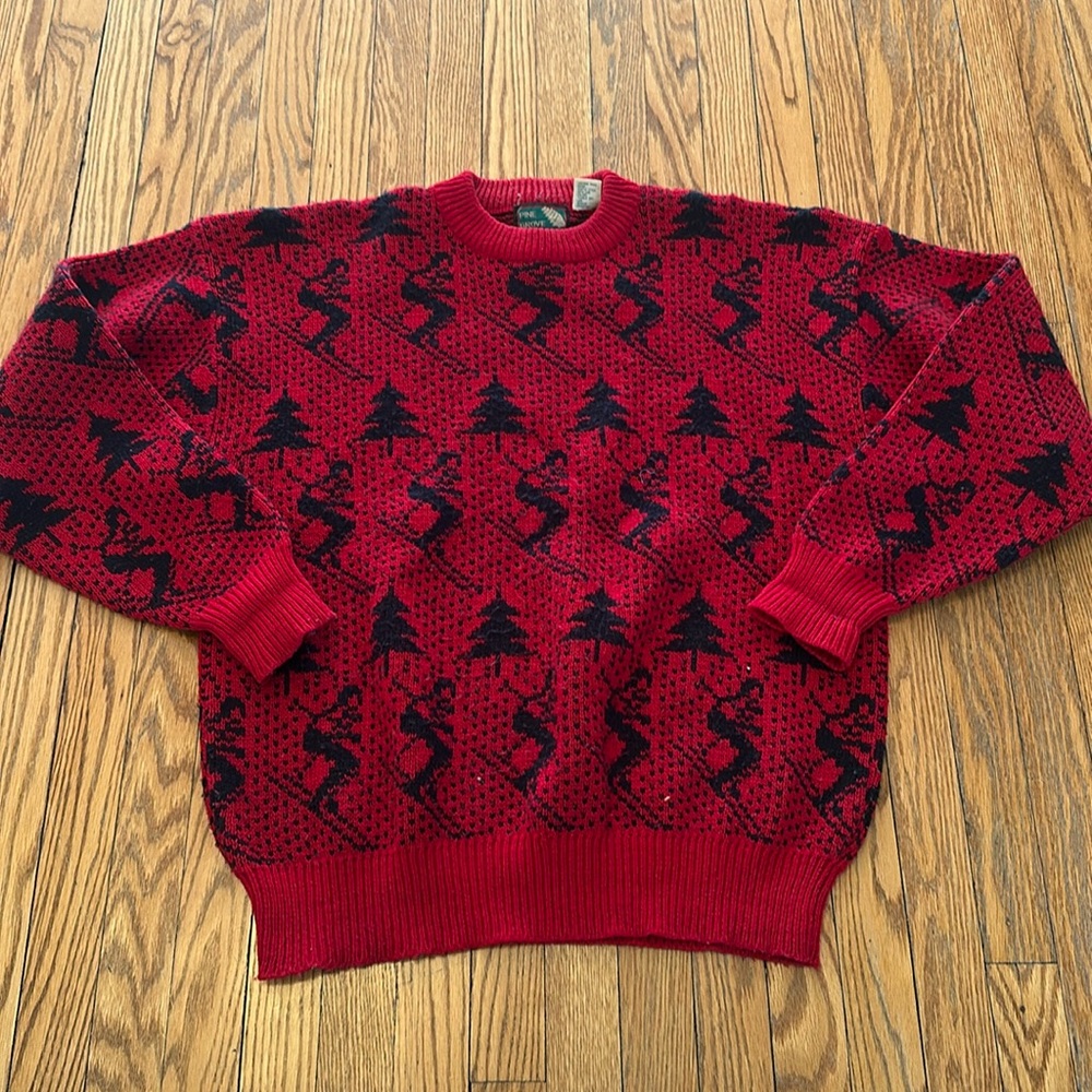 Snowdrift Women’s Men’s Vintage Knit Red Ski Sweater Size Large